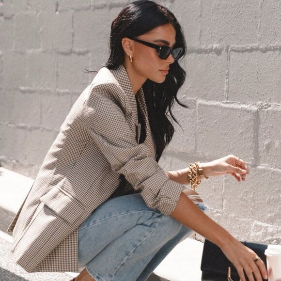 New Petal and pup Juliette classic Earth Tones plaid blazer Sz 6 - Picture 3 of 12